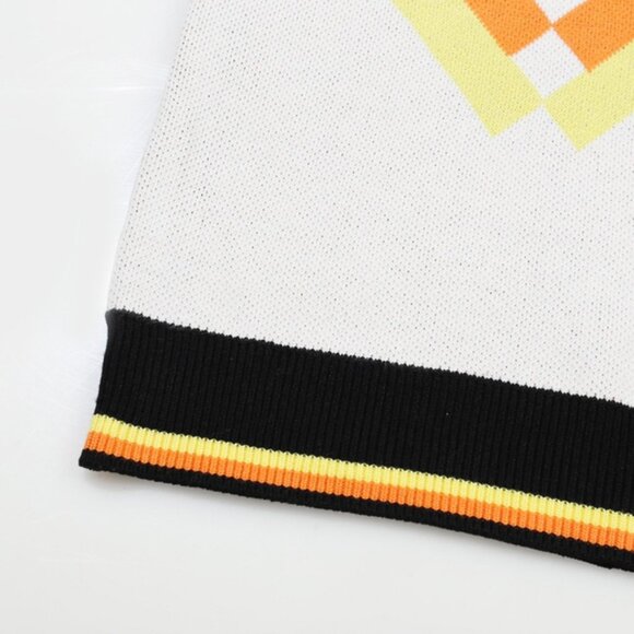 House of Errors Rectangular Line Eye Of Truth Multicolor Jacquard Polo Neck Swea - Picture 9 of 9